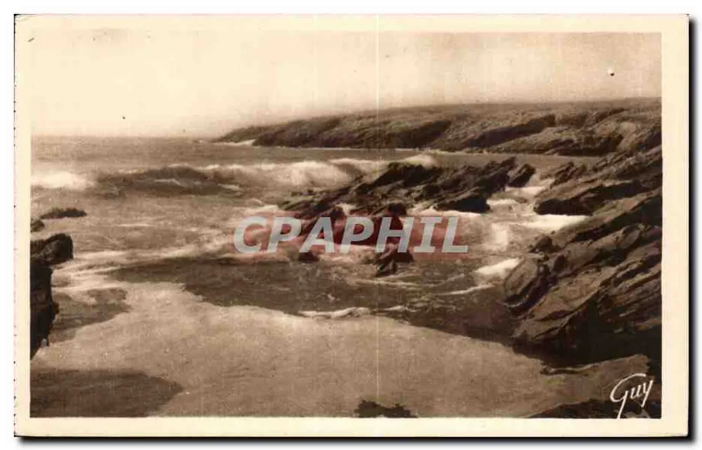 Quiberon (Morbihan) — Die wilde Küste in Richtung Port-Kervé — Éditions d'Art GUY - Vorderseite