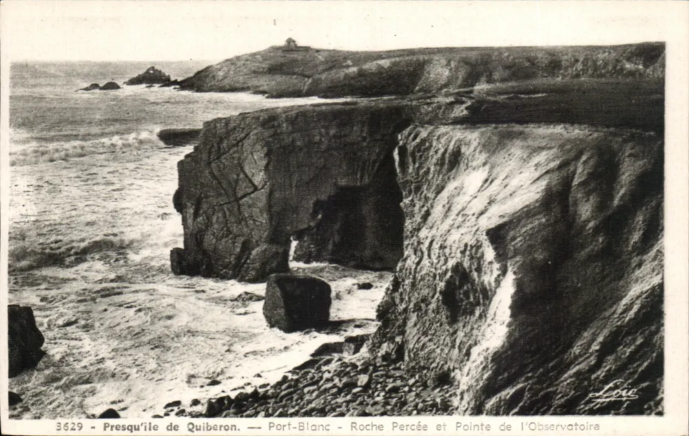 Halbinsel Quiberon — Port-Blanc — Durchbrochener Felsen und Observatoriumspunkt — Édition Méness, Rennes, Nr. 3629 - Vorderseite