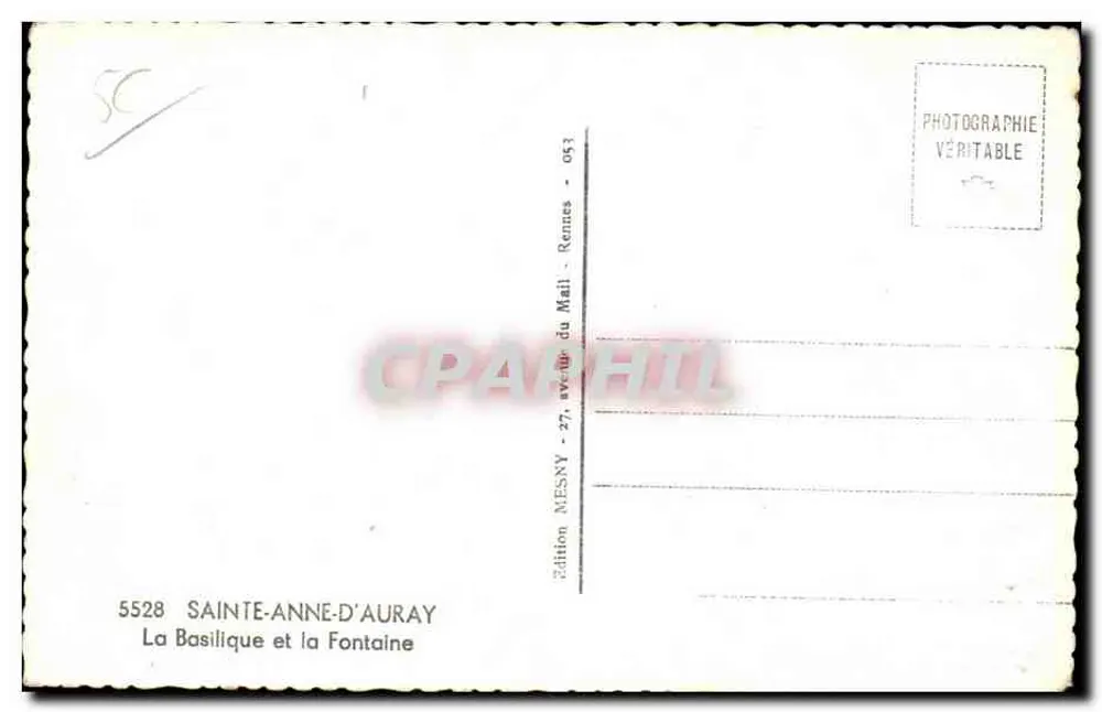 Sainte-Anne-d'Auray — Die Basilika und die Fontäne — Edition MESNY - Rückseite