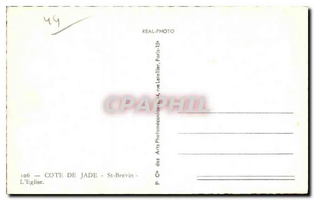 St-Brévin - La Chiesa — Côte de Jade — editore Cie des Arts Photomécaniques, Parigi - Verso