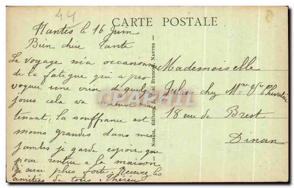 NANTES - A Poça do Castelo — editor Nozaïs, n° 150 - Verso