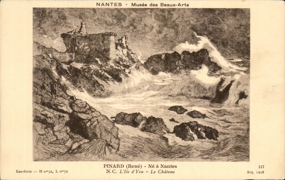 Nantes - Musée des Beaux-Arts — Schloss Île d'Yeu — Kupferstich nach Pinard (René) — Nr. 117 - Vorderseite