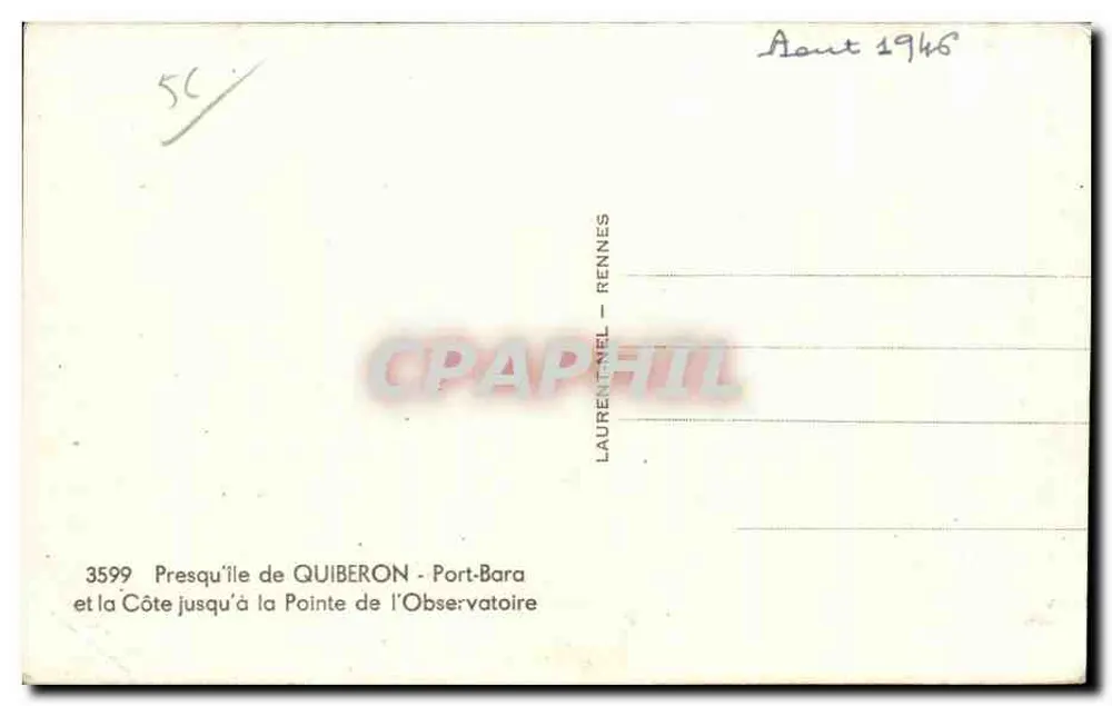 Presqu'île von Quiberon — Port-Bara und die Küste bis zur Spitze des Observatoriums — Laurent-Nel - Rennes, n° 3599 - Rückseite