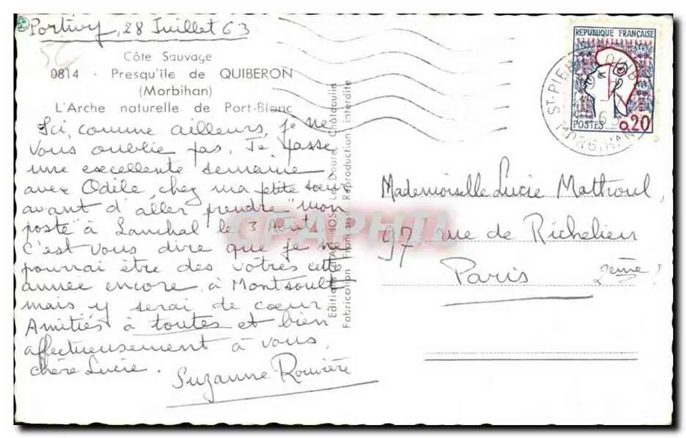 Arco natural de Port-Blanc — Costa Selvagem, Quiberon — Edição Chataudouin - Verso