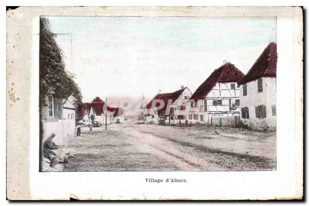 Village d'Alsace — vue de rues avec maisons à colombages — éditeur non identifié - Frente