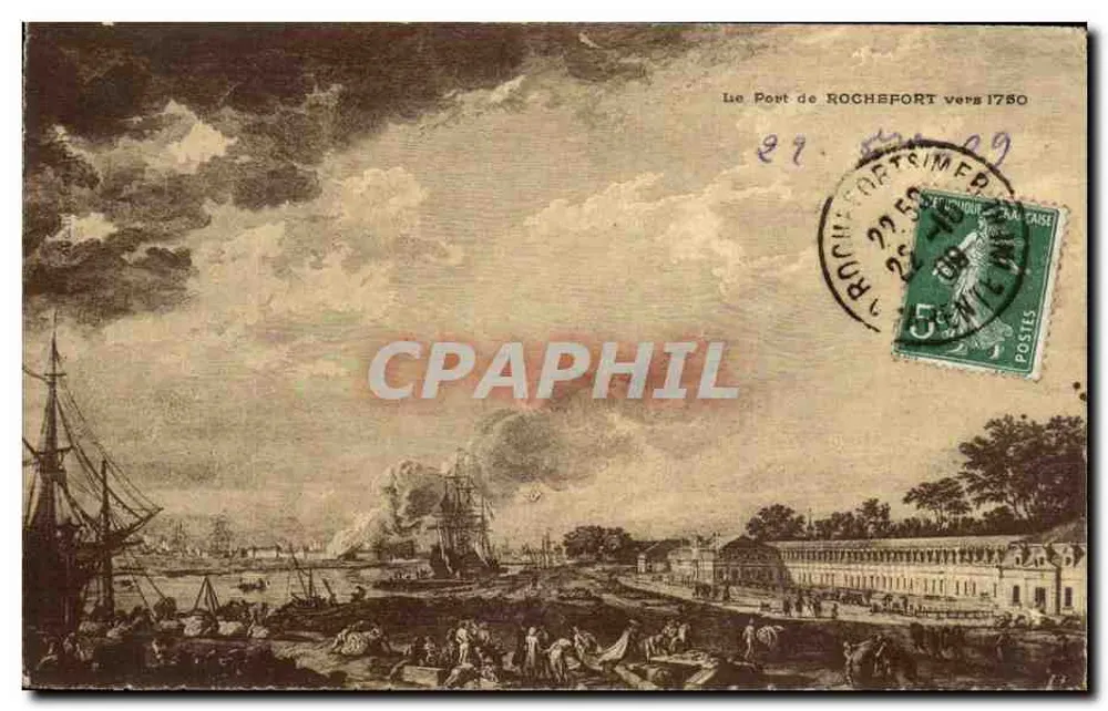 Het haven van ROCHEFORT rond 1780 — uitgever niet geïdentificeerd, serie-nummer niet zichtbaar - Voorkant