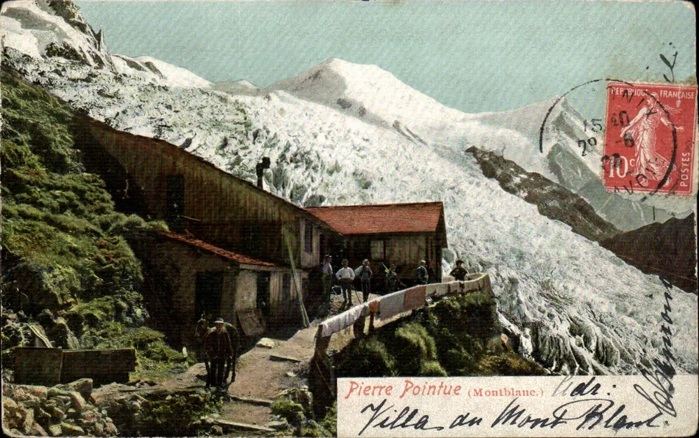 Pierre Pointue (Montblanc) — Refúgio ao pé do glaciar — edição Walser Frères, Zurique - Frente