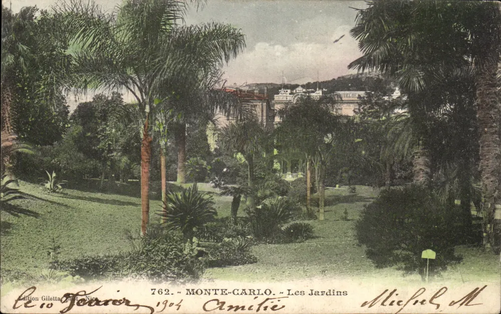 Monte-Carlo — Os Jardins — Edição Giletta, Nice, n° 762 - Frente