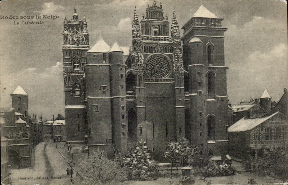 Rodez unter Schnee — Die Kathedrale — Douzitech, Verlag, Rodez - Vorderseite