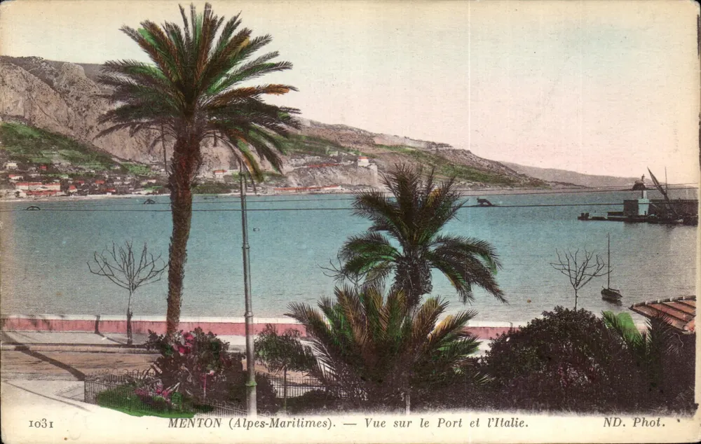 Menton (Alpes-Maritimes) — Ansicht des Hafens und Italiens — ND. Phot. - Vorderseite