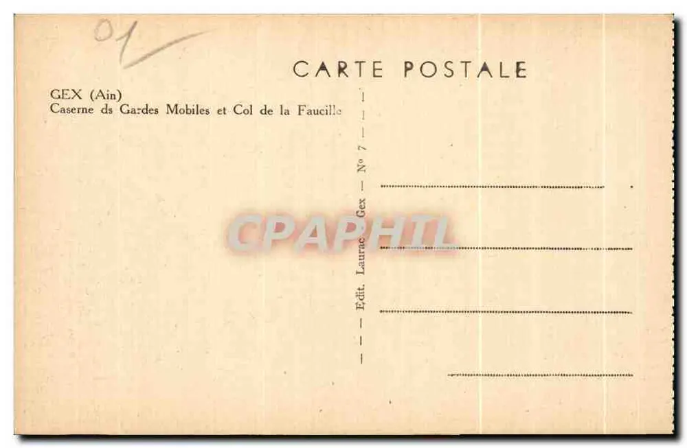 Gex (Ain) — Kasernen der Mobile Gardes und Col de la Faucille — Édit. Laurence, Gex - Rückseite