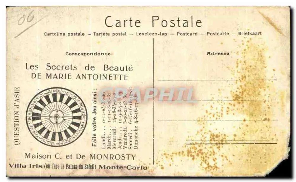 Monte-Carlo — Innenansicht des Kasinos, Die Olivenernte — (G. Pigard) S.R.A. n°2150 - Rückseite