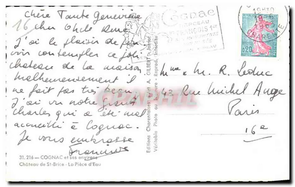 Castelo de St-Brice — A Peça d'Água — Edições A. Gilibert - Verso