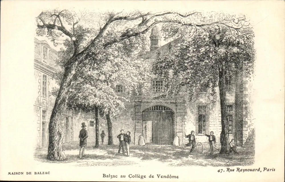 Balzac no Colégio de Vendôme — ilustração — L. Brodhey, Paris - Frente