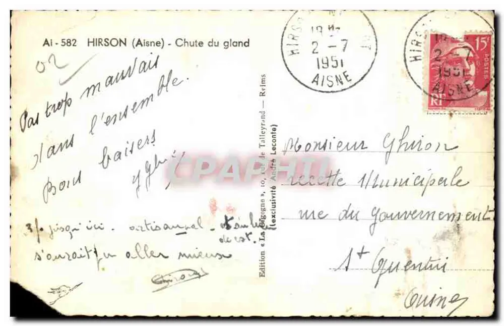 Hirson (Aisne) — Chute du Gland — Édition de La Talleyrand - Rückseite