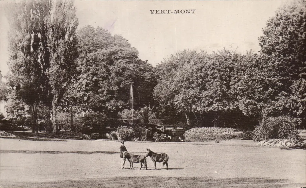 Vert-Mont — parque com fonte e dois jumentos — editor não identificado - Frente