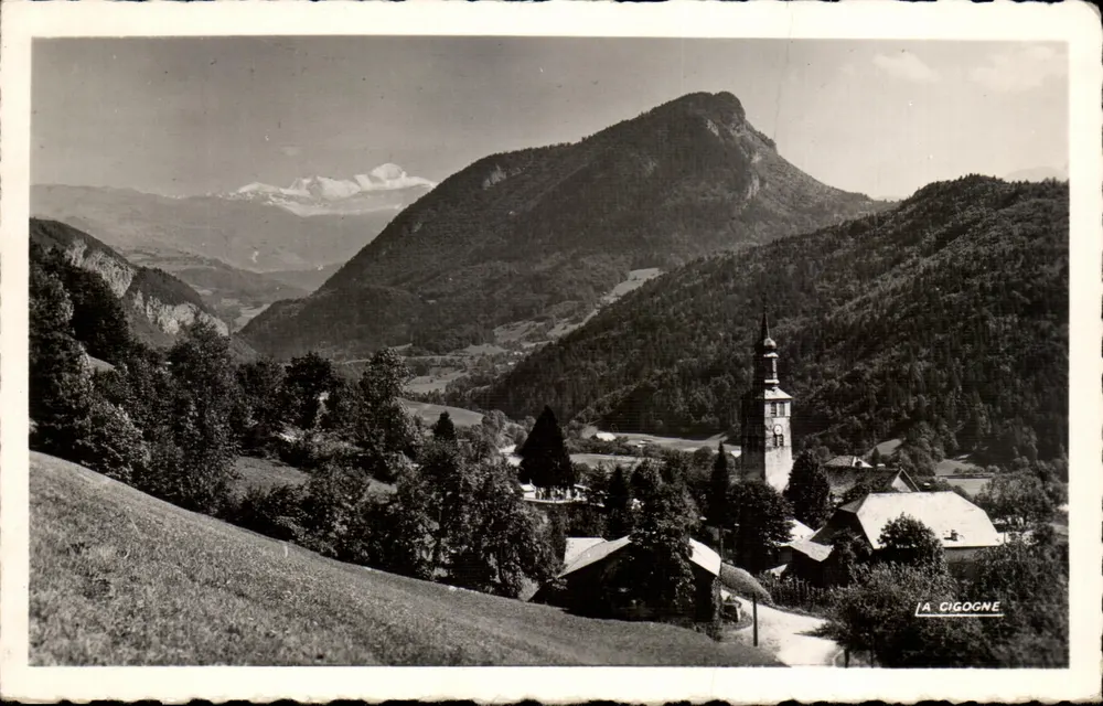 La Cigogne — Vue du village et du Mont-Blanc — Éditions La Cigogne - Recto