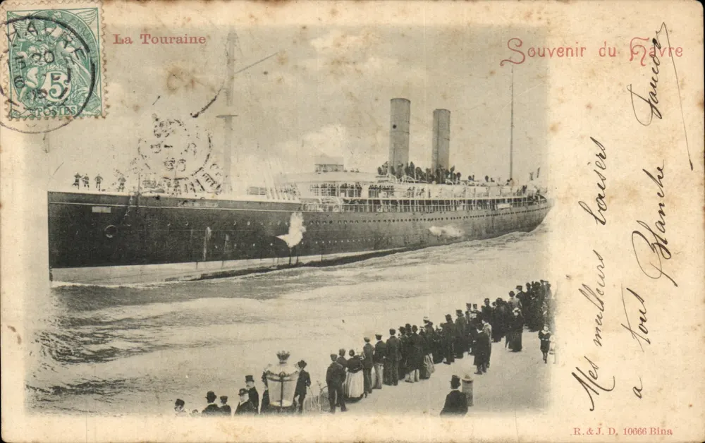 La Touraine — Abfahrt von Le Havre — R.&J.D. 10666 Bina - Vorderseite
