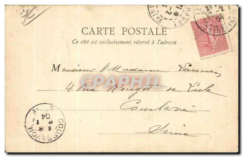 Le Havre — Templo Protestante — Rue du Lycée - Verso