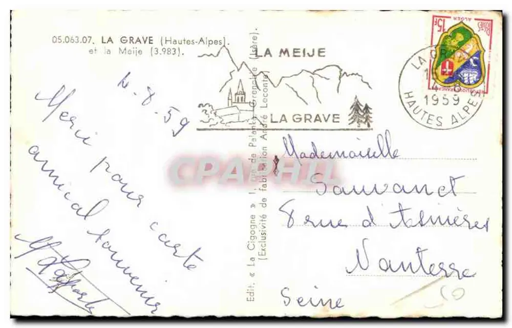 La Grave — A Meije (3.983 m) — A Cigogne - Verso