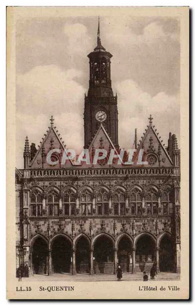 St-Quentin — El Ayuntamiento — LL.15 — Cie des Arts Photomécaniques, París - Anverso