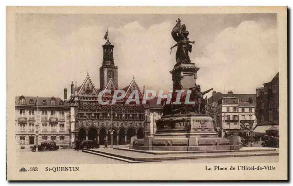 St-Quentin — Der Platz des Rathauses — CMI des Arts Photomécaniques, n°183 - Vorderseite