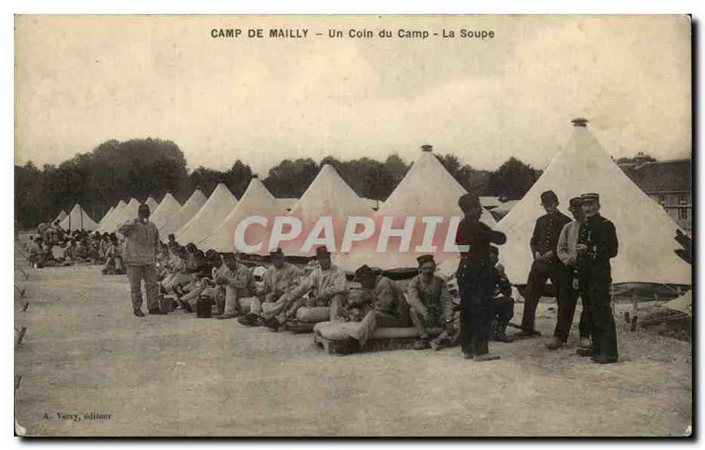 Camp de Mailly — Ein Eckbereich des Lagers — Die Suppe — A. Varcy, Verleger - Vorderseite