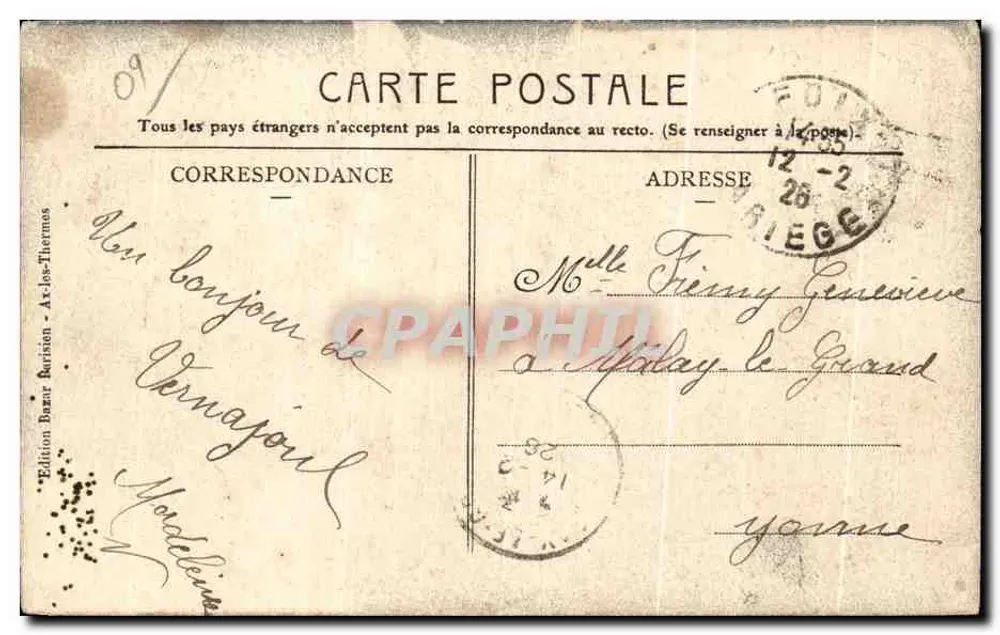 Os Termas — Lembrete de Ax-les-Thermes — Edição Bazar Barriatien - Verso