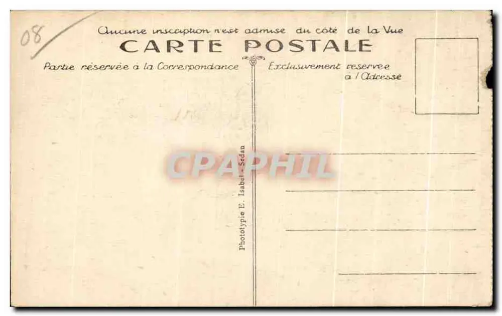 Sedan — Panoramablick auf die Festung vom Boulevard des Écossais — Phototypie E. Isabel, Sedan, n°87 - Rückseite