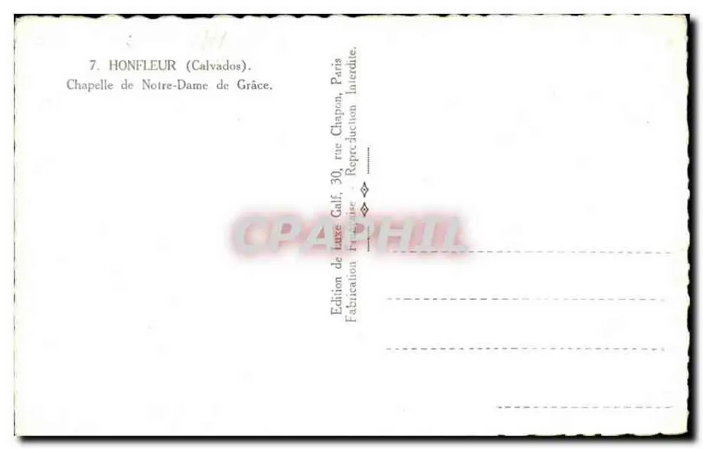Kapelle Unserer Herrin der Gnade — Honfleur (Calvados) — Edition de Luxe Galf, Paris - Rückseite