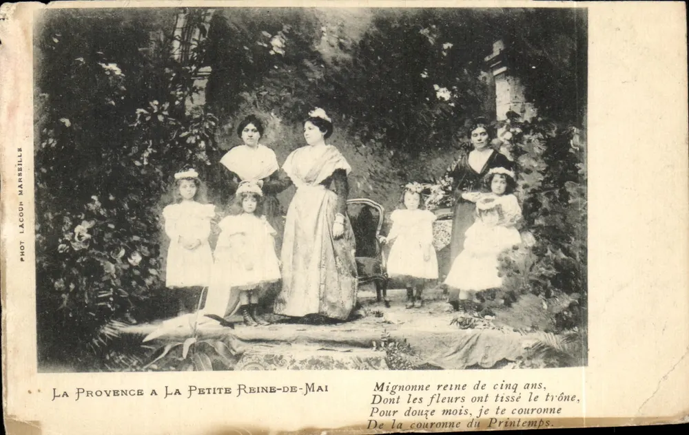 La Provence à la Petite Reine-de-Mai — Garten-Szene mit Kindern und erwachsener Frau — Éditeur Phot Lacoup, Marseille - Vorderseite