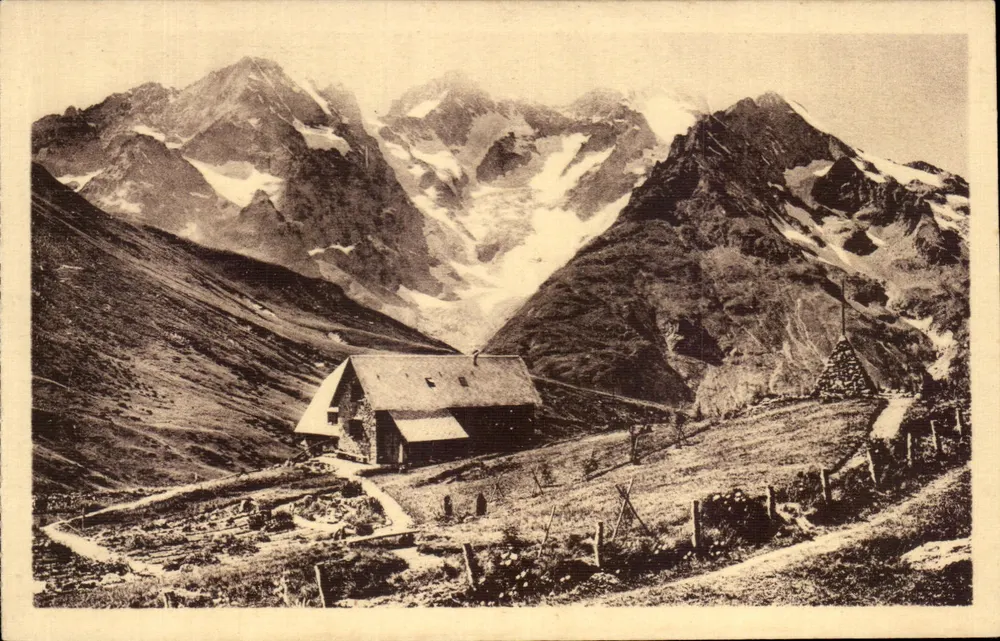 Le Lautaret - Der Alpinergarten (2120 m.) und die Meije 3997 m. — A. Dollfus - Landschaften - Grenoble - Vorderseite