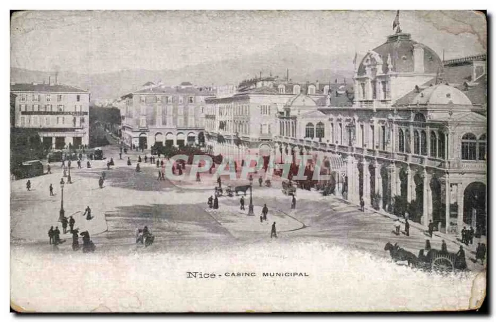 Nice - Casino Municipal — vista da praça com arquitetura neoclássica — editor Cycles & Automobiles Delansorne, Arras - Frente