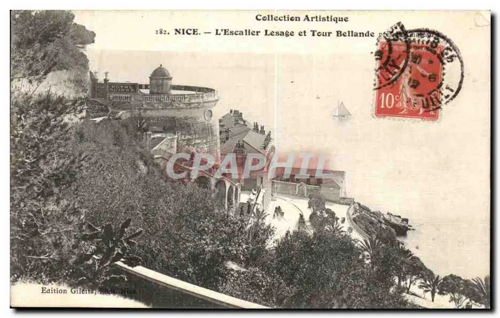 NICE — Treppen Lesage und Turm Bellande — Ausgabe Giletta, Nice - Vorderseite