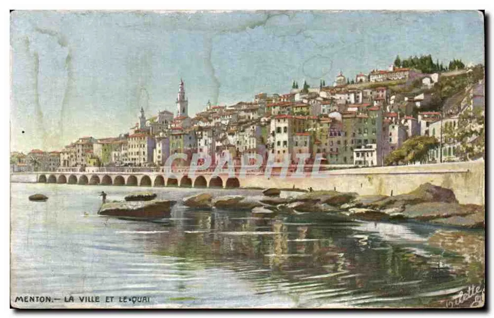 Menton - De stad en het kade — Collectie 'Steden van Frankrijk' — Tuck & Fils - Voorkant