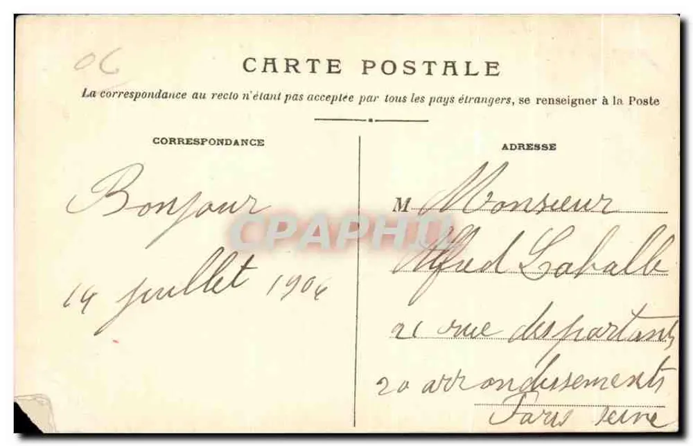 CANNES — Église Notre-Dame d'Espérance — éditeur impr. sur la carte n° 945 - Verso