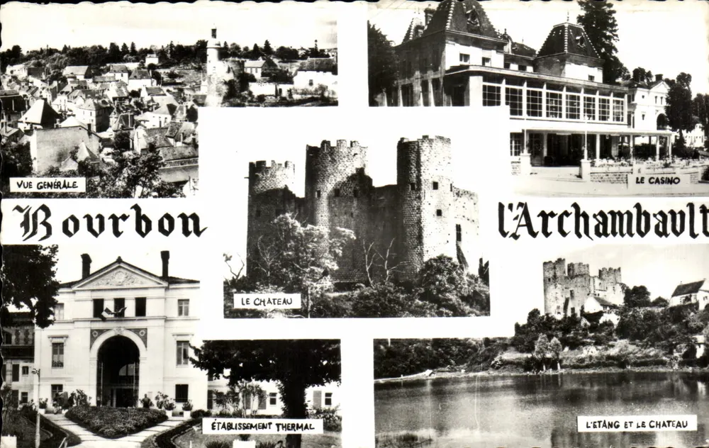 Bourbon-L'Archambault — Vista geral, castelo, casino, lago — Éditions de Lys - Frente