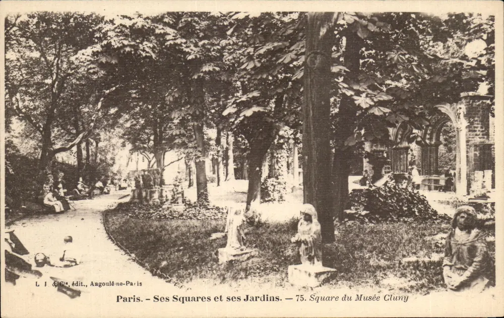 Square du Musée Cluny — Paris — Seine Plätze und Gärten — 75 — L. J. & Cie, Verlag, Aagouléne-Paris - Vorderseite