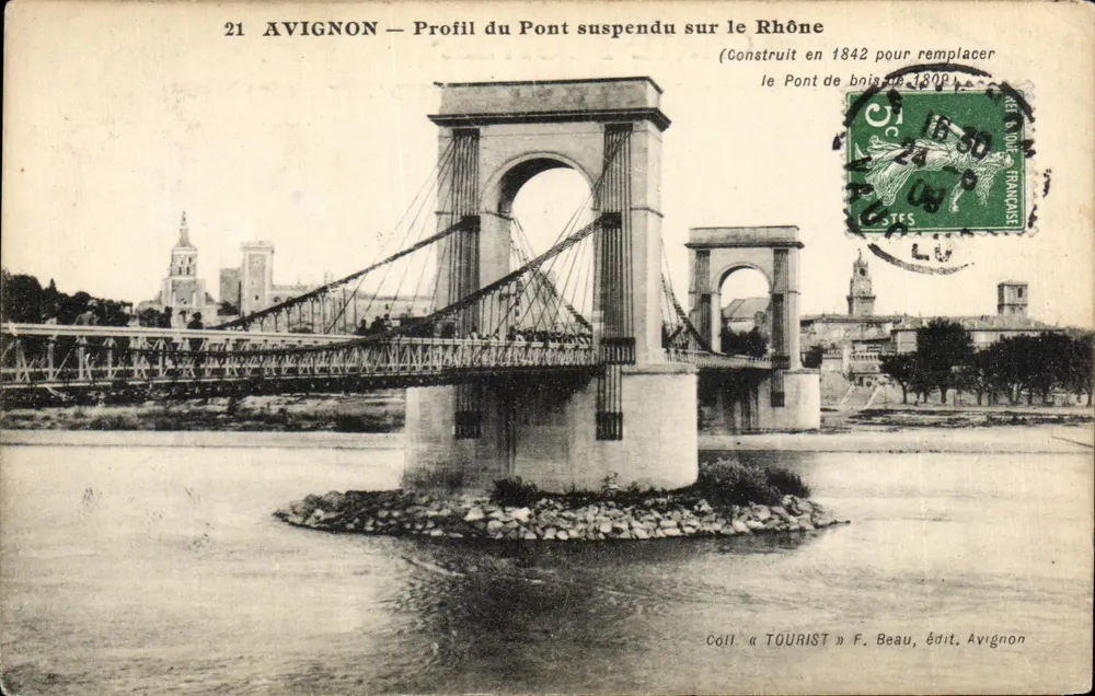 Avignon — Vista do Ponte Suspensa sobre o Ródano — Coleção « TOURIST » F. Beau, editor Avignon - Frente