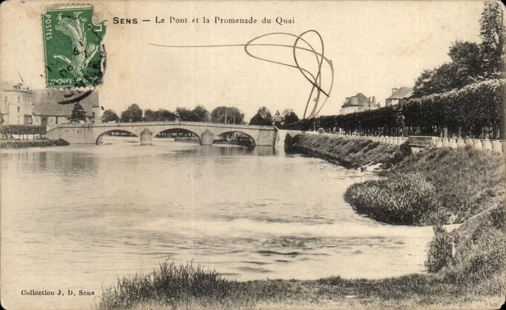 Sens — Die Brücke und die Promenade am Kai — Sammlung J. D. Sens - Vorderseite