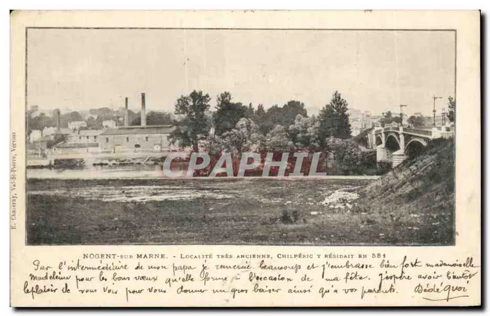 Nogent-sur-Marne — sehr alte Ortschaft, mit Blick auf den Fluss und eine Brücke — Verlag E. Conzery, Val-Saint-Pierre, Nr. 584 - Vorderseite