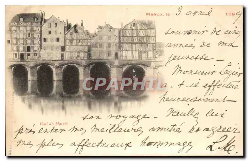 Meaux — Pont du Marché — editore non identificato, numero di serie non visibile - Recto