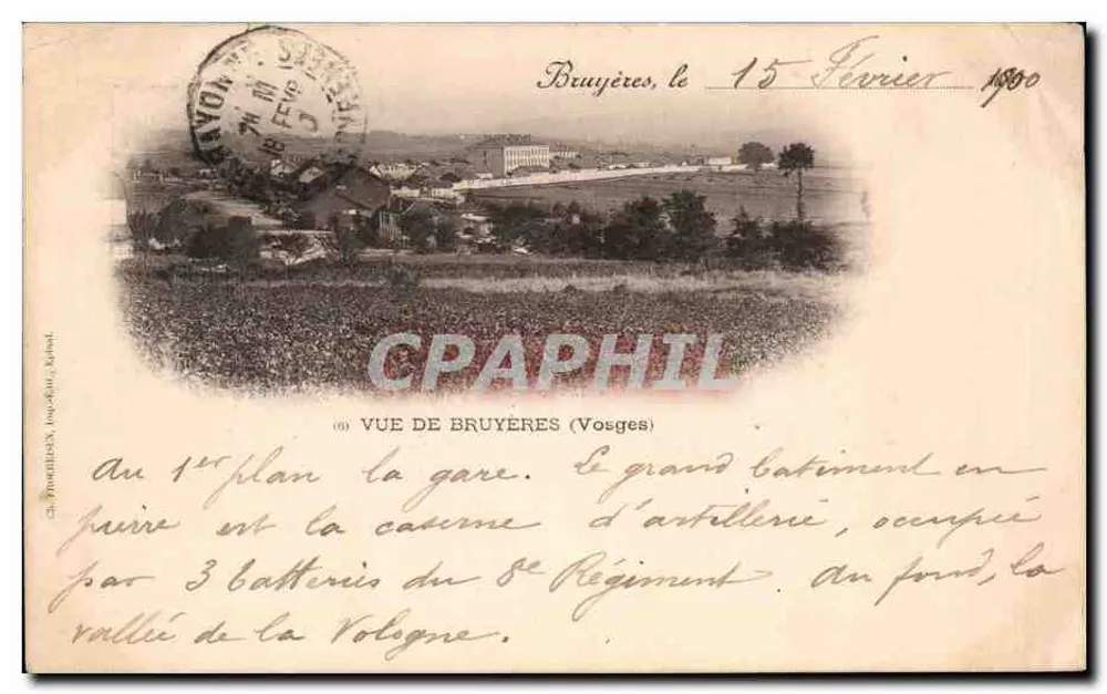Bruyères (Vosges) — Vista de la estación y del edificio de artillería - Anverso