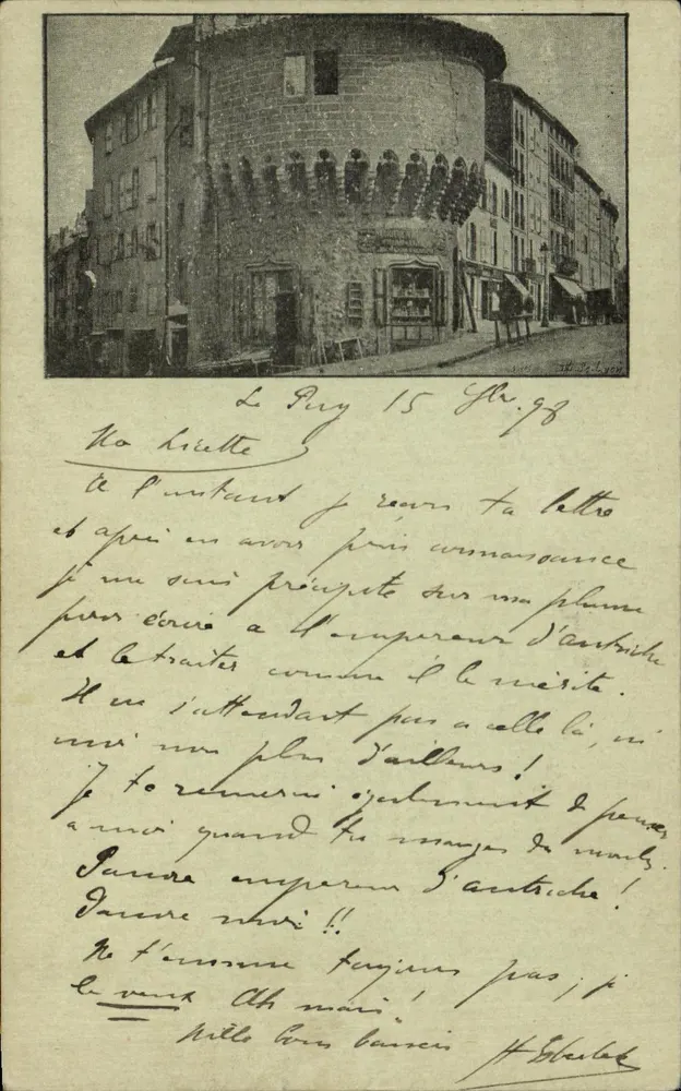 Le Puy — Turm der Uhr — Verlag: J. B. L. 1908 - Vorderseite