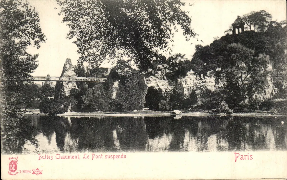 Buttes Chaumont, El Puente colgante — París — editor París 10094 - Anverso