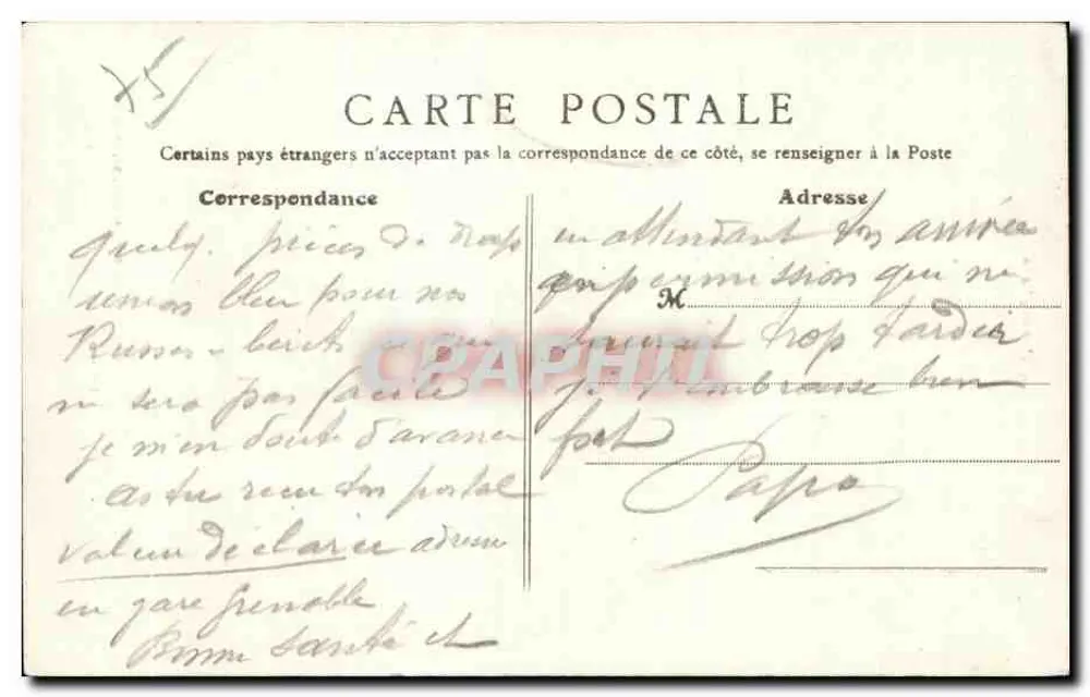 Paris - Buttes-Chaumont - Der Belvédère-Felsen — anonymer Verleger, Nr. 123 - Rückseite