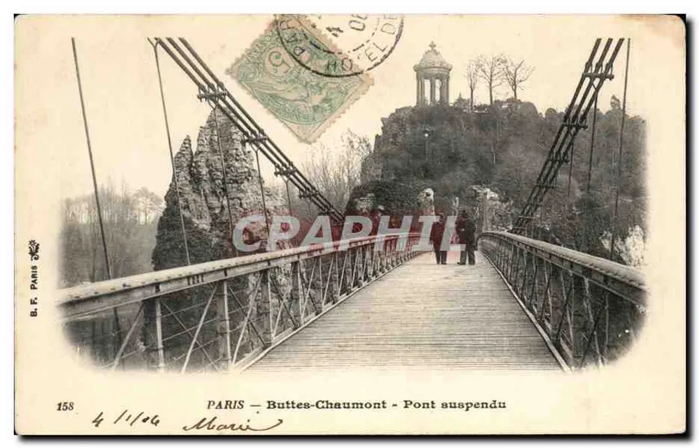 PARIS - Buttes-Chaumont - Ponte suspensa — B.F. Paris 158 - Frente