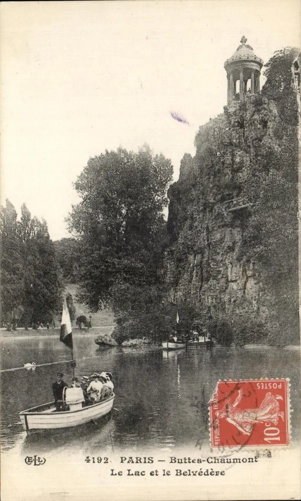 Paris - Buttes-Chaumont — Der See und der Belvédère — Verlag ELL Nr. 4192 - Vorderseite