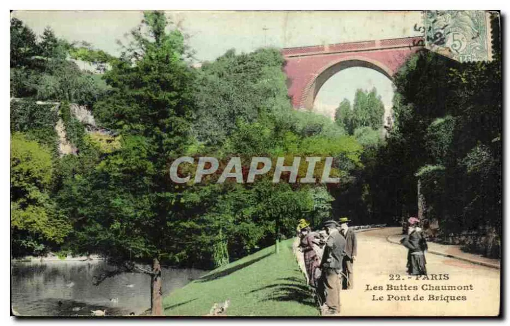 Die Buttes Chaumont — Die Brücke aus Ziegeln — Verlag unbekannt, Nr. 22 - Vorderseite