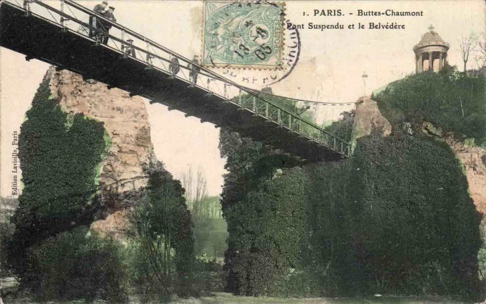Paris - Buttes-Chaumont - Hängebrücke und der Belvédère — Edition Laviaille, Paris - Vorderseite